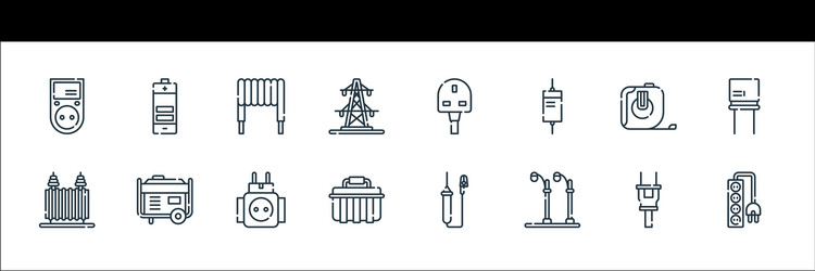 electrician tools and line icons linear set vector