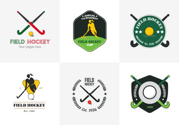 field hockey logo set sport badges Vector Image