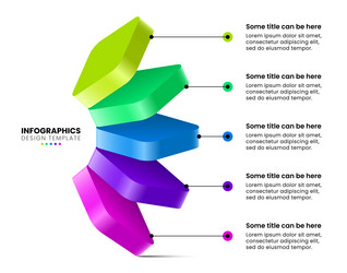 infographic template 5 3d squares with text vector image