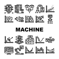 machine learning algorithm model icons set vector image