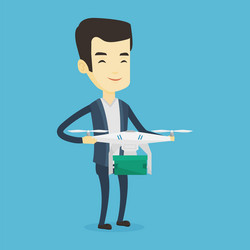 man controlling delivery drone with post package vector image