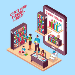 Online library isometric concept vector