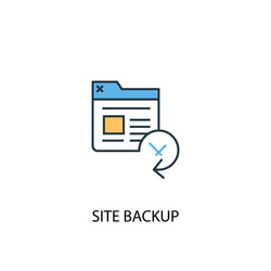 site backup concept 2 colored line icon simple vector