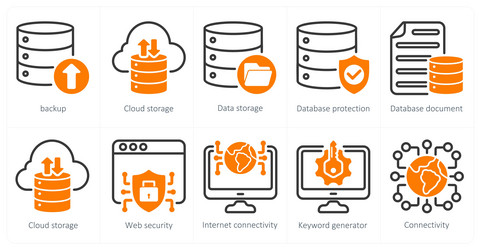 a set of 5 seo icons as backup storage data vector image