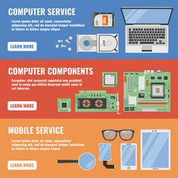 Computer service banner set vector