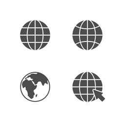 set glyph icons of globe vector image
