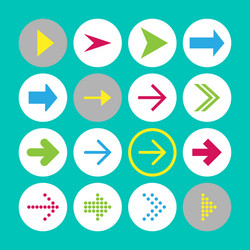 set of 16 rigth arrow icons buttons vector image