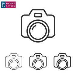 Camera line icon on white background editable vector