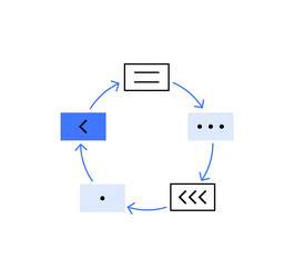 circular diagram with arrows representing workflow vector image