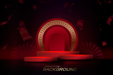 dark red with circle frame border and podium vector image