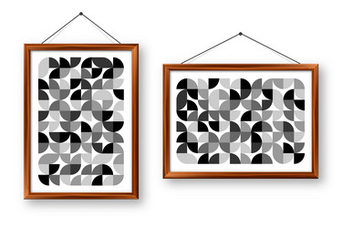 picture frame with geometric trendy pattern vector image