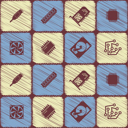 seamless background with computer hardware vector image