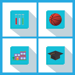 Abstract school objects on a blue square vector