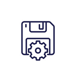 backup settings line icon with a floppy disk vector image