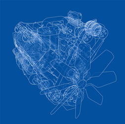 car engine rendering of 3d vector image