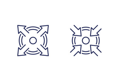 Expand, Extend & Reduce Line Icons vector image