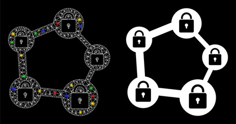 Flare mesh wire frame blockchain network icon vector