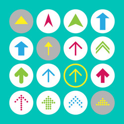 set of 16 up arrow icons buttons vector image