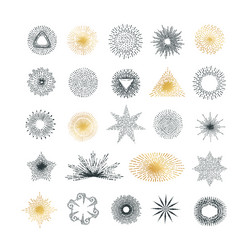 set of handmade sunburst design elements vector image