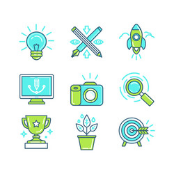 set of linear icons in trendy style vector image
