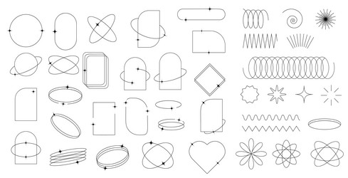 trendy linear frames with sparkles y2k geometric vector image
