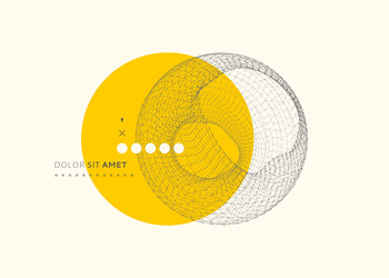 wireframe object with lines and dots abstract 3d vector image