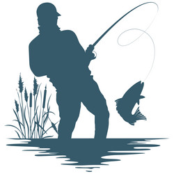 Fisherman with Fish on Hook Vector Image