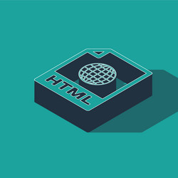 isometric html file document download button vector image
