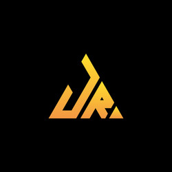j r monogram initial logo with a yellow triangle vector image