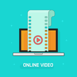 laptop with video film strip play button vector