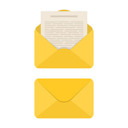 opened and closed envelope with note paper vector image