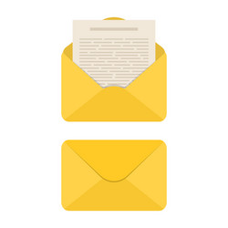 Opened and closed envelope with note paper vector