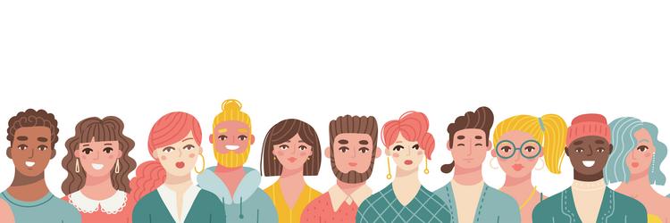 seamless border made of diverse people crowd vector