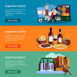 Touristic argentina flat banners website page vector