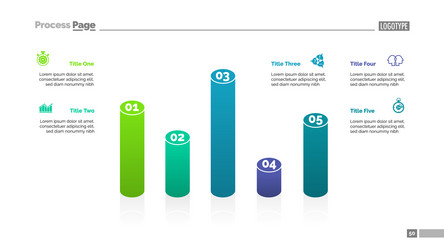 Bar chart with five elements template vector