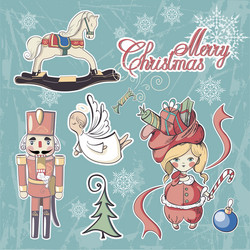 christmas decorative collection merry vector