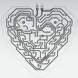 circuit board pattern in the shape of heart vector image