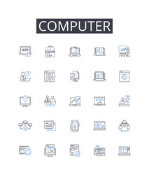 Computer line icons collection laptop desktop vector