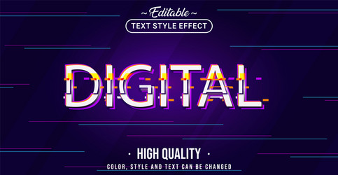 editable text style effect - tech digital vector image