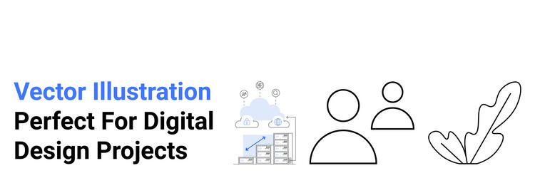 minimalist graphic with cloud data user icons vector image