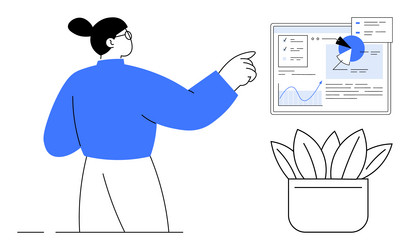 professional reviewing analytics data on screen vector image
