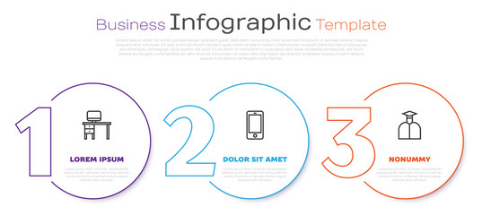 set line computer monitor and desk mobile phone vector image