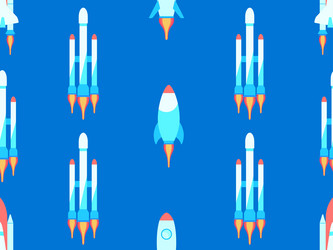spaceships seamless pattern orbital launch vector image