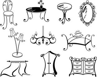 Vintage Bedroom Furniture Collection Vector Image