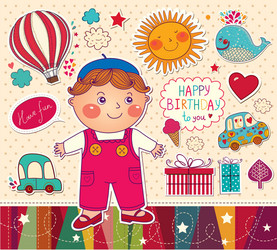 Cute owls with balloon and bonnets Royalty Free Vector Image