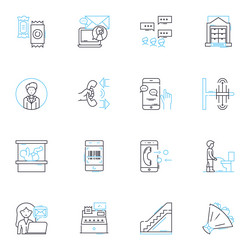 machine partners linear icons set collaboration vector image