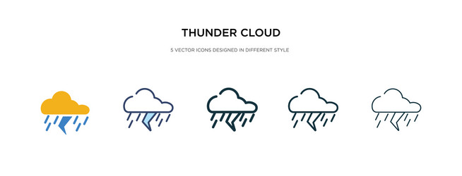 thunder cloud icon in different style two vector image