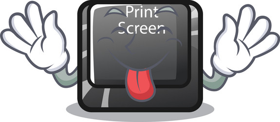 Tongue out print screen button on cartoon keyboard vector