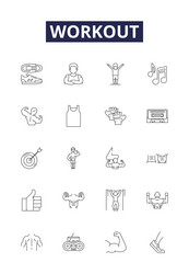 workout line icons and signs fitness vector