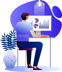 man interacting with graphs vector image